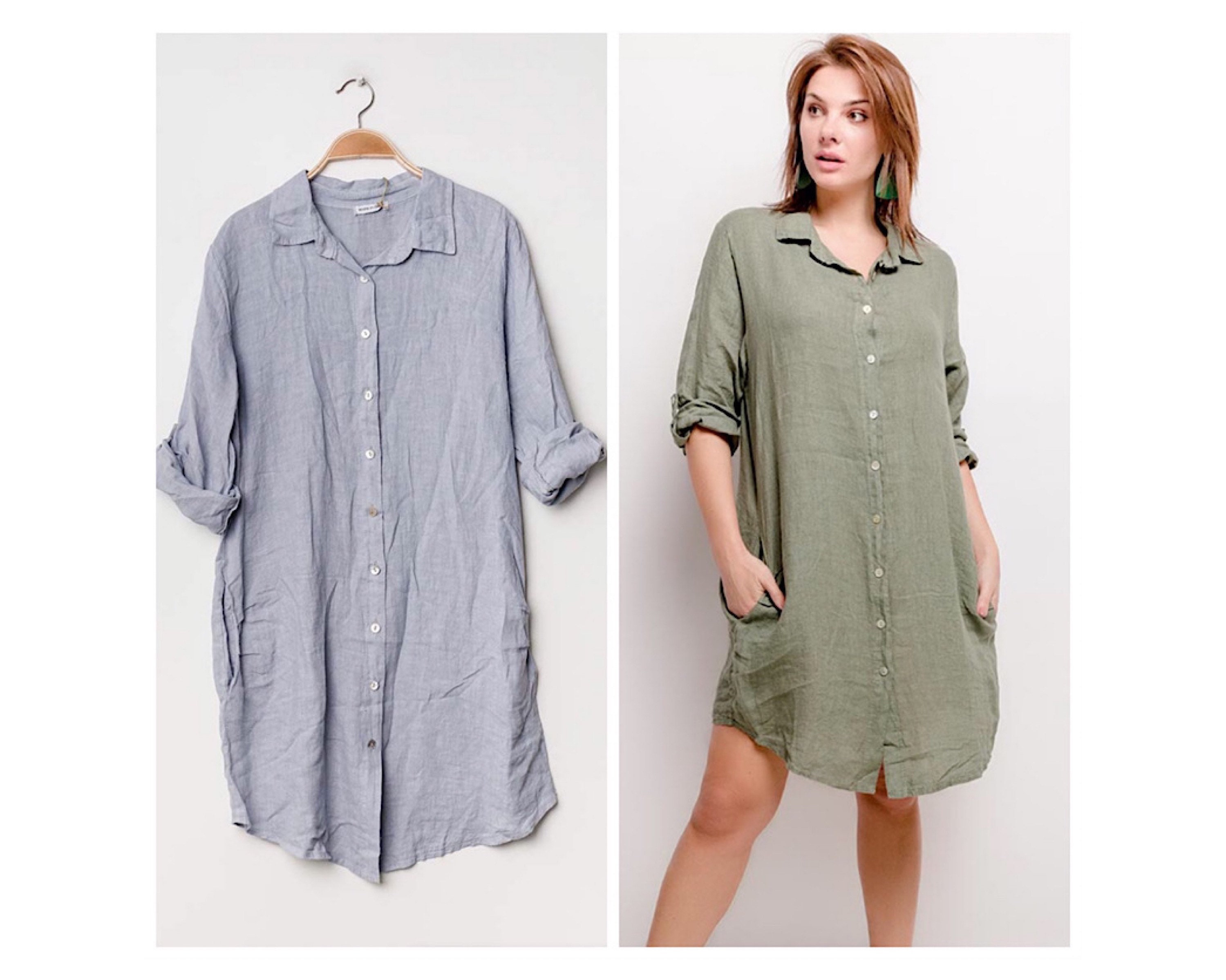 Linen midi shirt dress made in Italy in assorted colours one Etsy