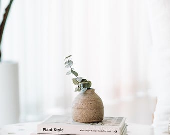 Jarrón gris artesanal – Cerámica vintage – Cerámica Noosa – Decoración rústica para el hogar – Jarrón minimalista – Pequeño porta flores