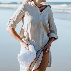 Stylishly Versatile Italian-Made Linen Shirt Dress Available in Many Elegant Colors – Perfectly Tailored for Size 10, 12, and 14