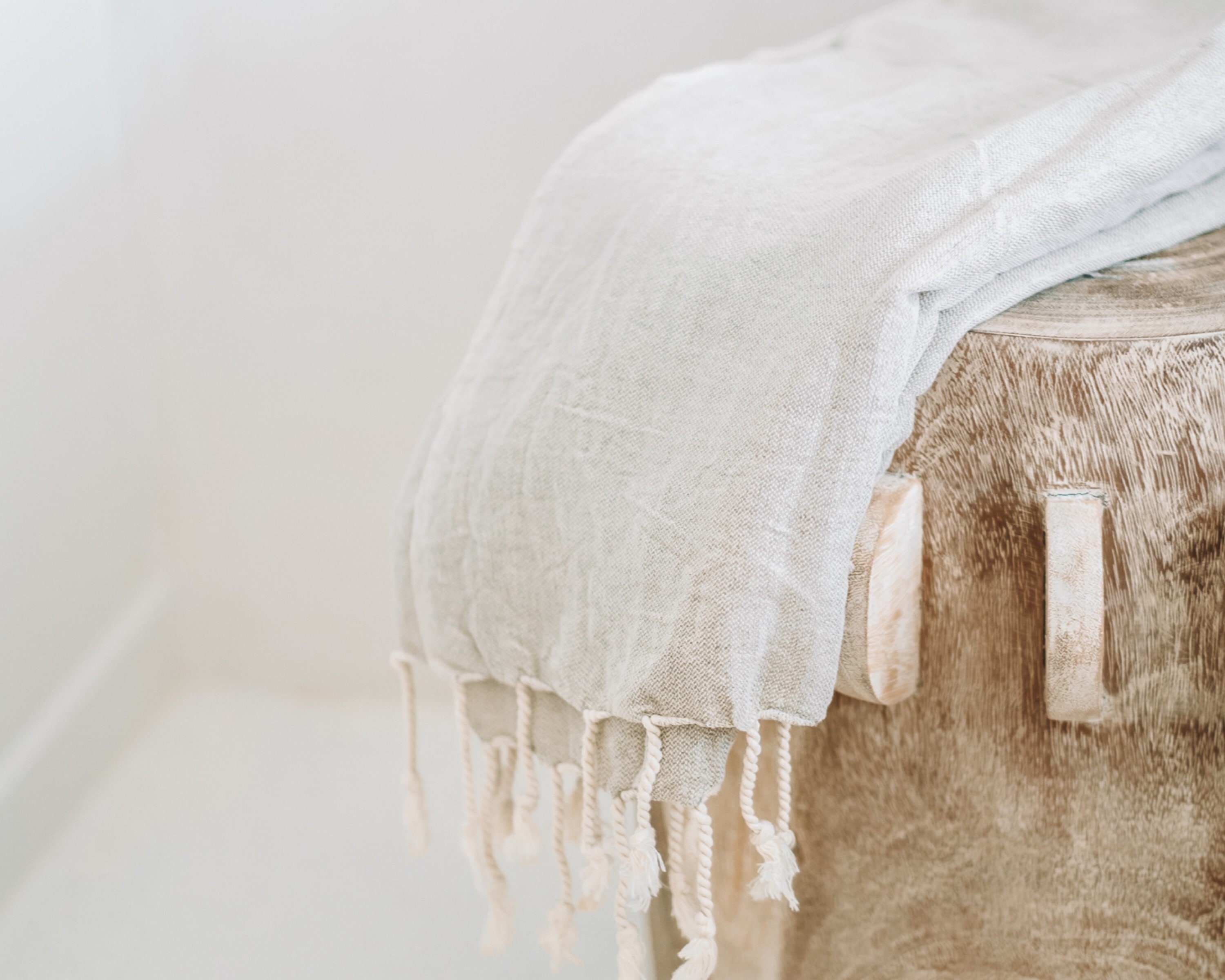 Linen cotton blend beach towel or sarong natural coloured