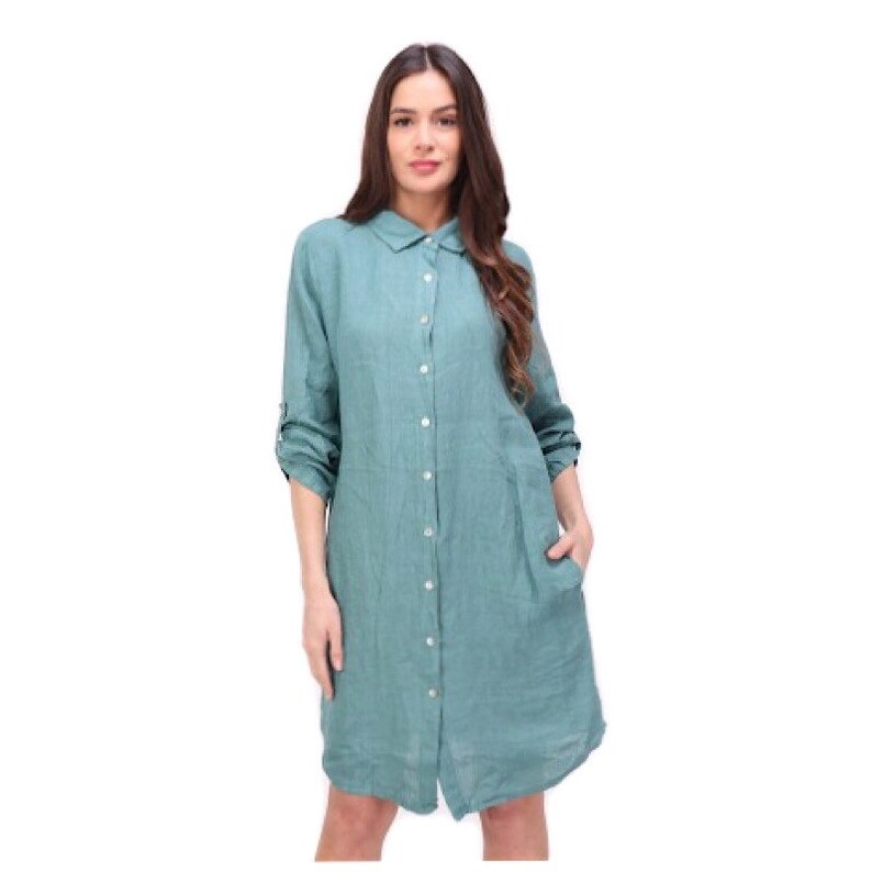 Linen Midi Shirt Dress Made in Italy in Assorted Colours One Etsy