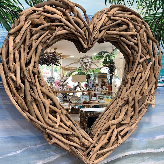 Driftwood Heart Mirror Very Large 1 Meter