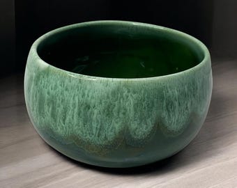 Small Vintage Green Drip Glaze Pottery Bowl Canada 3.5” wide