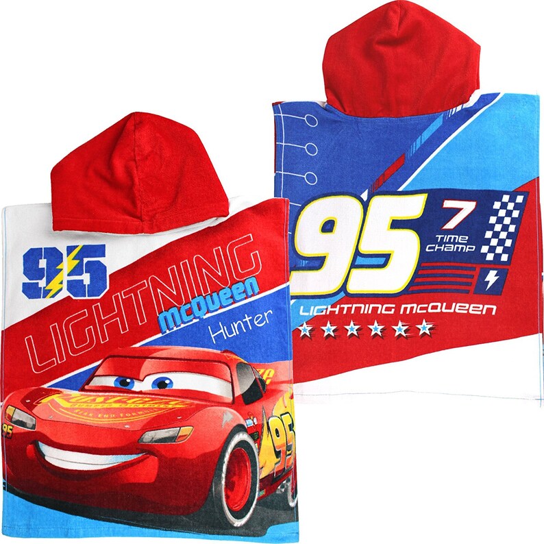 NEW!!! Disney//Pixar CARS Lightning McQueen Hooded Poncho Towel