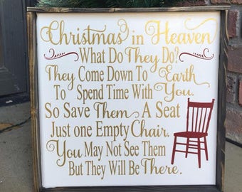 Christmas In Heaven | Canvas | Christmas | Heaven | Framed Canvas | Farmhouse Christmas | Remembering Loved Ones | Memorial Gift