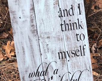 Wonderful World | Decor | Home Decor | Family Signs | Wood Signs | Pallet Wood  | Farmhouse Sign