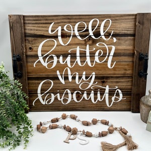 Planche à Nouilles - Fausse Palette - Bien Beurrer Mes Biscuits - Poignées Épaisses | Décoration d'intérieur | Couvercle de cuisinière | Décor de ferme | Décor de cuisine |