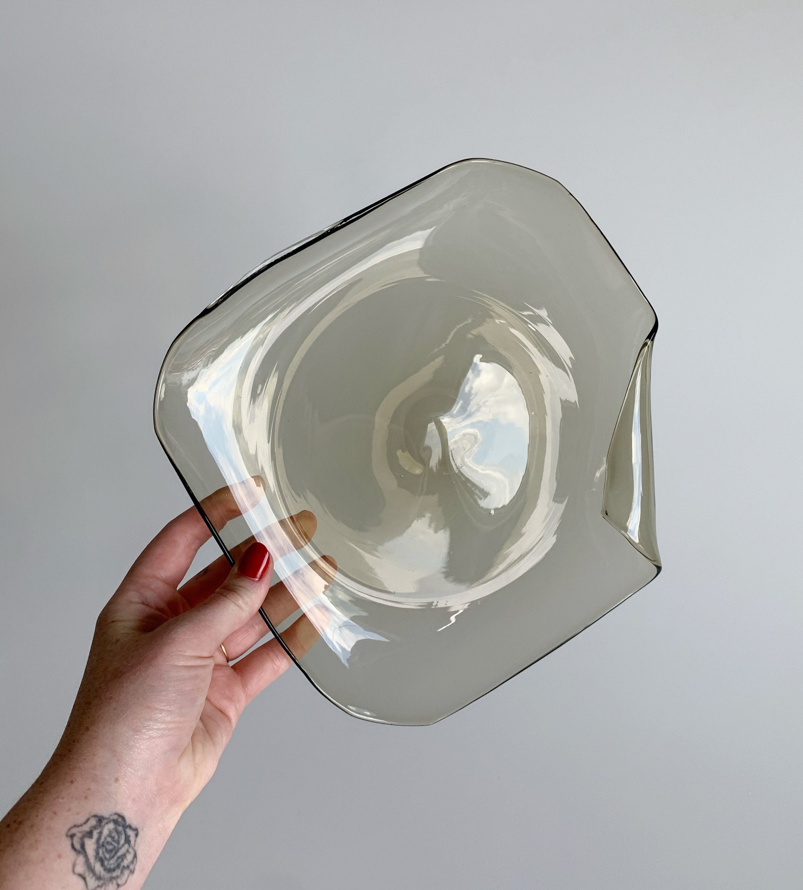 Vintage Handblown Smoked Glass Plate Etsy