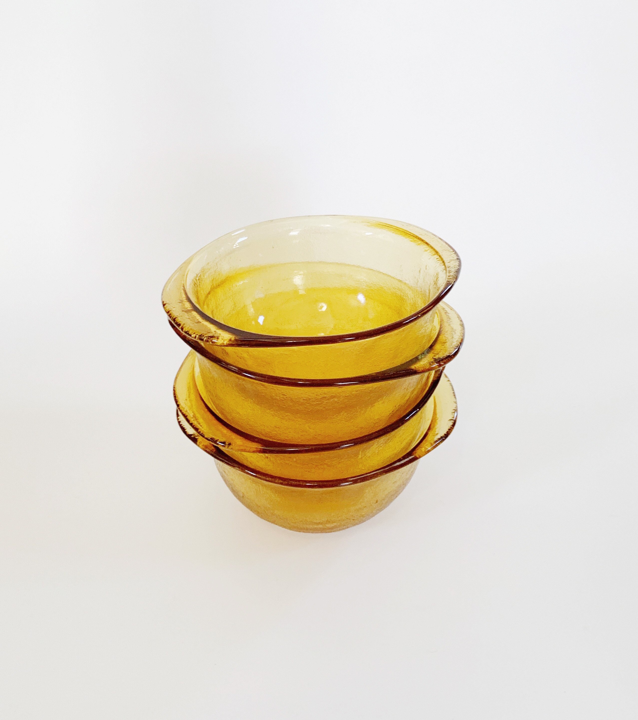 Set of 4 Textured Amber Bowls Etsy