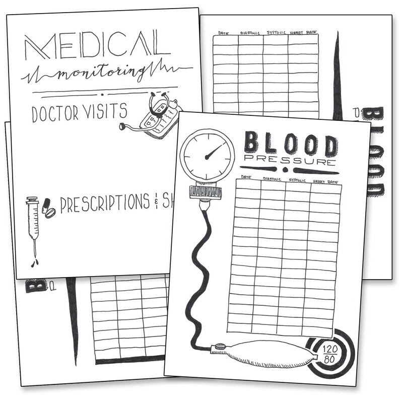 Medical Monitoring and Blood Pressure Bullet Journal Etsy