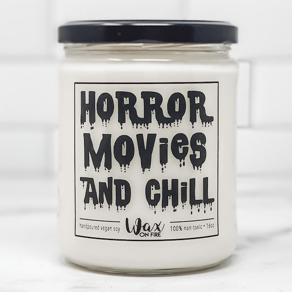Horror Movies and Chill Halloween Candles Halloween Candle Halloween Gifts Halloween Decor Holiday Candles Festive Candle Fall Candles