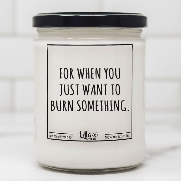 For When You Just Want To Burn Something Spiritual Candle Funny Candle Funny Candles Gift for Her Best Friend Gifts Girlfriend Gift