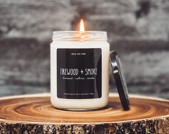 Firewood Candle Campfire Candle Summer Candle Fall Candle Vegan Candle Vegan Candles Homemade Candles Luxury Candles Gifts for Her