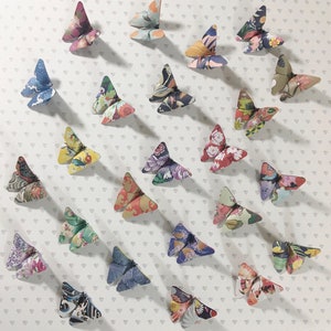 Pack of 10, 20, 50 or 100 single or mixed pattern origami butterflies - Assorted patterns and colors