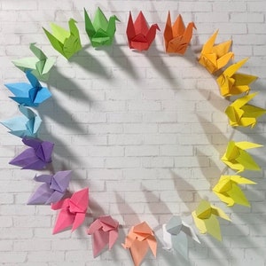 Pack of 10,20, 50 or 100 origami crane (Single or mixed color) - Decorated origami - Multiple colors