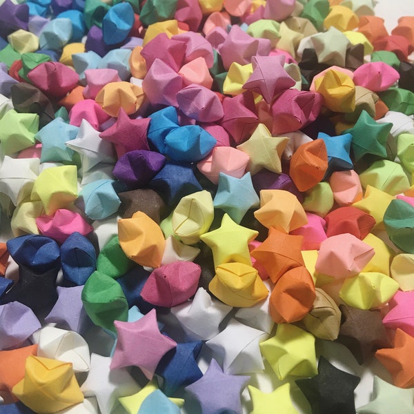 100 origami stars (single color or mixed color) - Decorated stars - Assorted colors