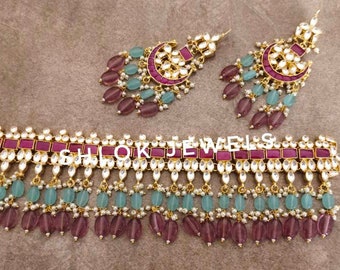Kundan Necklace/ Sabyasachi Inspired Necklace/ Indian Jewelry/ Multi colour/ Gold Plated Jadau Kundan Necklace