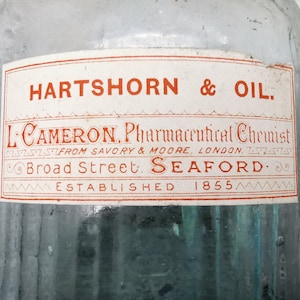 Antique Aqua Posion Bottle, Embossed Vintage Pharmacy Bottle, Antique Chemist Bottle with Label, Antique British Glass Bottle