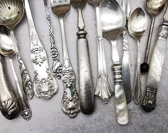 Vintage Props food photo silverware spoon serving utensil dining spoons silver food photography rustic silver plated patina flatware antique