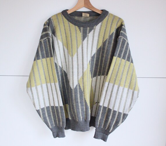 Vintage 90s Funky Knit Oversized Grunge Sweater U… - image 1