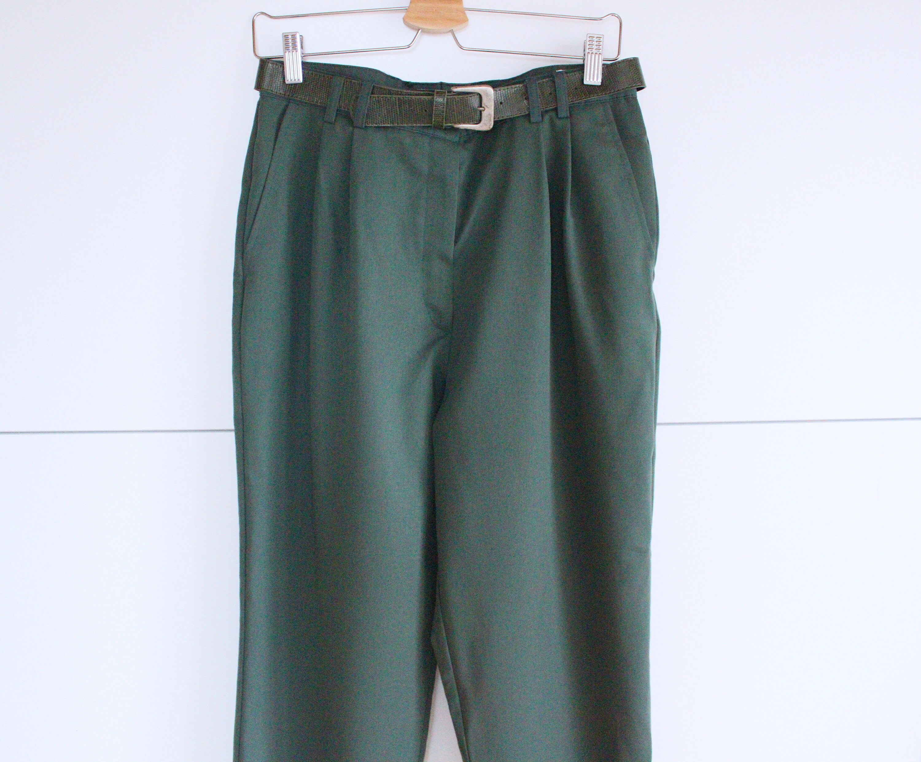 Vintage Tailored Pants Moss Green Retro 