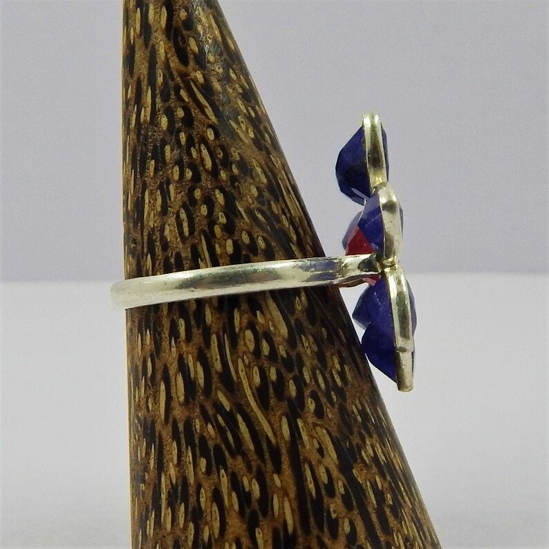 3.3 Grams 925 Sterling Silver Ring With Natural Ruby And Sapphire Gemstone Handmade Silver Ring With Amazing Gemstone L#519-25