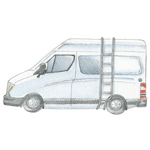 White Sprinter Van Print