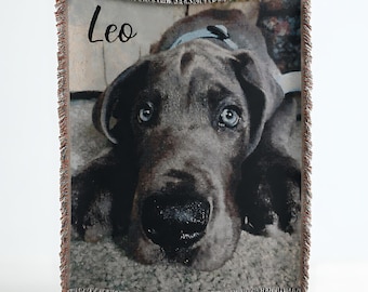 Couverture tissée personnalisée pour chien à l'aquarelle