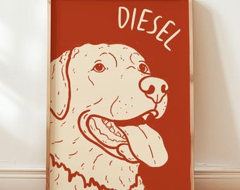 Portrait d'animal de compagnie personnalisé peint à la main : cadeau personnalisé portrait de chien moderne pour propriétaires d'animaux et toiletteur