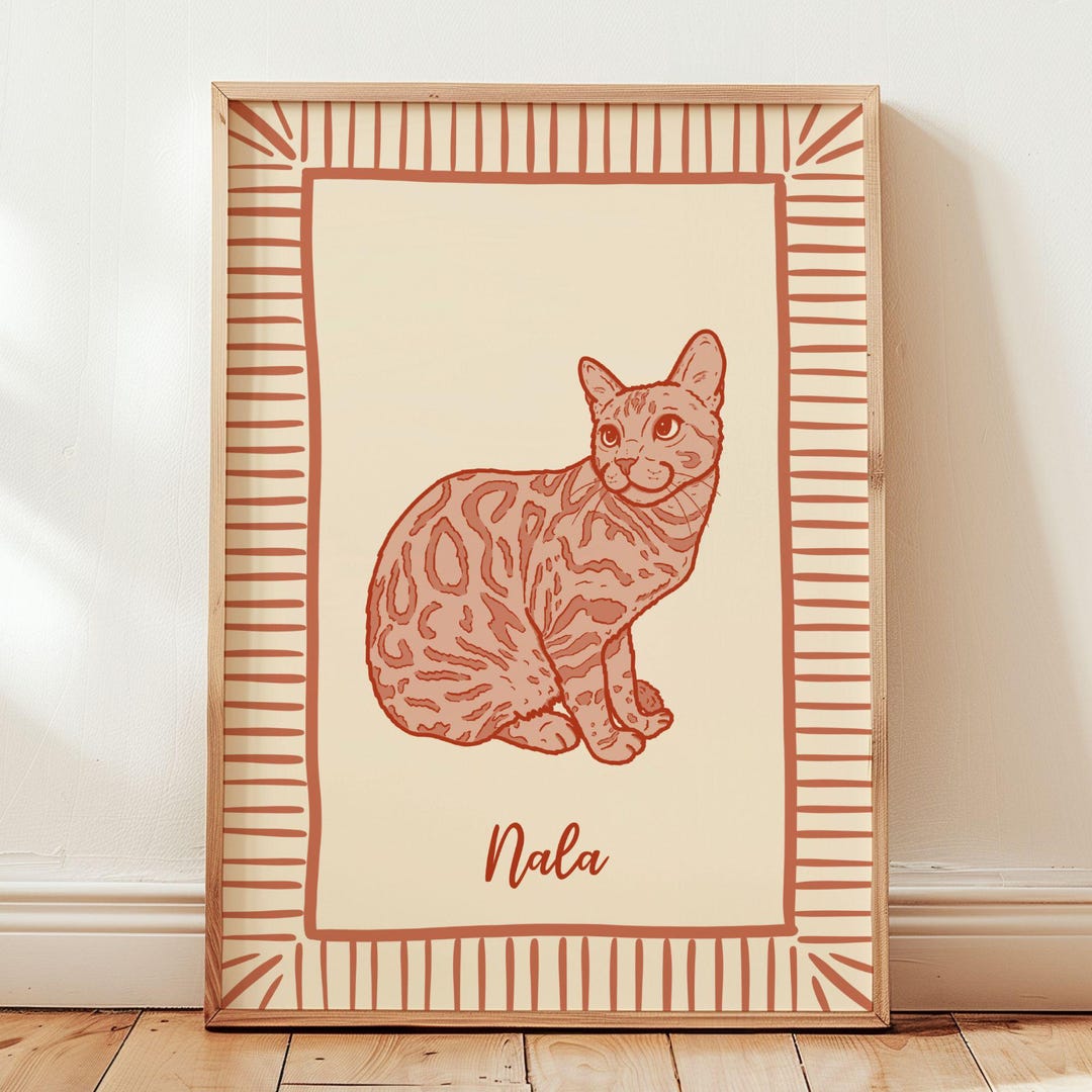 Custom Pet Portrait: Badly Drawn Cat Portrait Personalized Cat Drawing ...