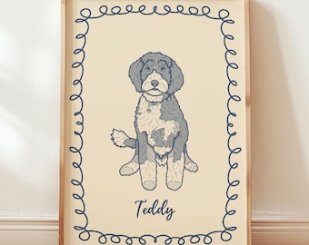 Portrait de chien personnalisé moderne portrait d'animal de compagnie numérique 100 % dessin à la main peinture de chien pour chien mamans cadeau propriétaires de chats amoureux des animaux de compagnie