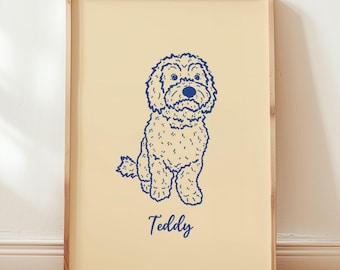 Portrait de chien personnalisé mal dessiné : portrait d'animal de compagnie cadeau d'art de chien minimaliste personnalisé pour les propriétaires d'animaux de compagnie et les mamans de chiens