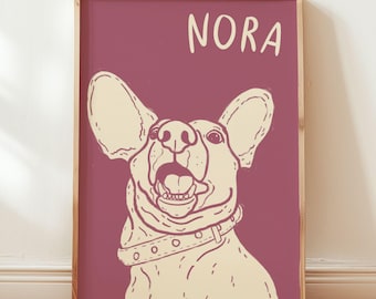 Portrait de chien personnalisé Portrait d'animal de compagnie personnalisé moderne dessiné à la main, affiche de chien numérique colorée pour chien, cadeau de maman, toiletteur ou amoureux d'animaux de compagnie