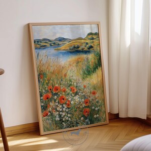 Summer Print Wildflower Meadow. Red Poppies Field Landscape Wall Art. Summer Countryside Landscape for Lovers of Nature Décor and Floral Art