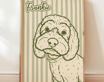 Portrait d'animal de compagnie personnalisé : portrait de chien moderne dessin d'animal de compagnie personnalisé décoration de chambre de chien cadeau tendance pour parent d'animal de compagnie