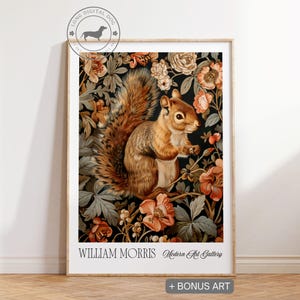 William Morris Print Squirrel Art Poster William Morris Style Art Nouveau Print Art Deco Wall Art Printable Animal for Modern Home Decor