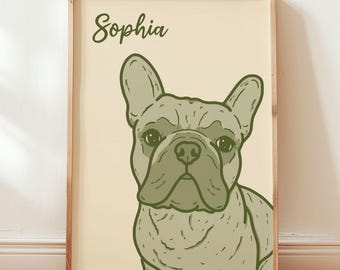 Portrait d'animal de compagnie personnalisé coloré : art de chien personnalisé peint à la main, cadeau moderne pour mamans et propriétaires d'animaux de compagnie