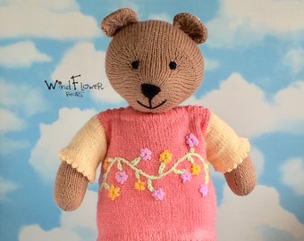 Knitted teddy bear - Handmade unique toy, the perfect gift for babies and young children.