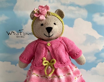 Knitted teddy bear - Handmade unique toy, the perfect gift for babies and young children.