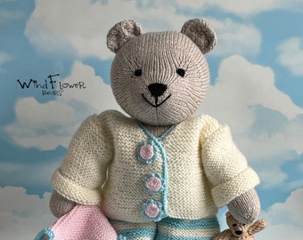 Knitted teddy bear - Handmade unique toy, the perfect gift for babies and young children.