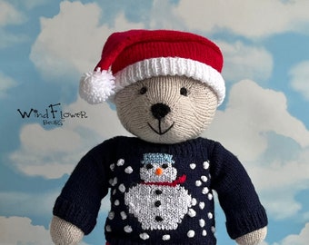 Knitted teddy bear - Handmade unique toy, the perfect gift for babies and young children.