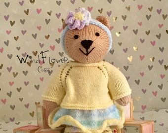 Knitted teddy bear - Handmade unique toy, the perfect gift for babies and young children.