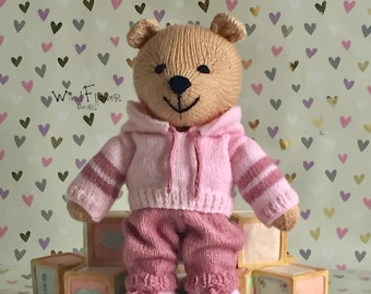 Knitted teddy bear - Handmade unique toy, the perfect gift for babies and young children.