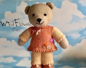 Knitted teddy bear - Handmade unique toy, the perfect gift for babies and young children.