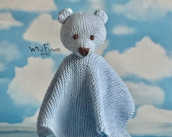 Hand Knitted Baby Comforter Baby Soother Teddy Bear Comforter Organic Cotton Comforter Handmade