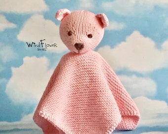 Hand Knitted Baby Comforter Baby Soother Teddy Bear Comforter Organic Cotton Comforter Handmade