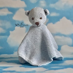 Hand Knitted Baby Comforter Baby Soother Teddy Bear Comforter Organic Cotton Comforter Handmade