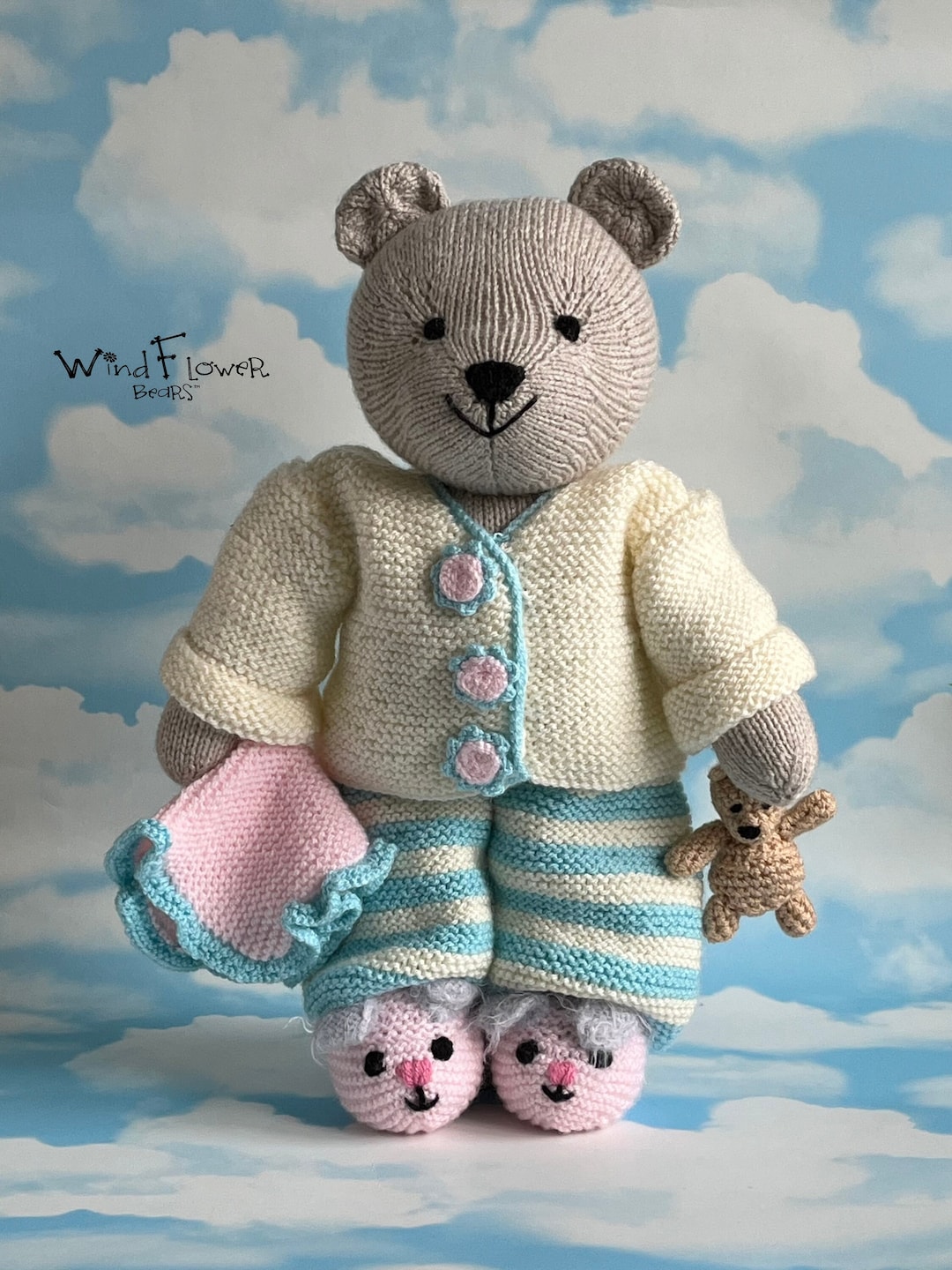 Knitted Teddy Bear - Handmade, With Pyjamas. Approx 38cm - Etsy
