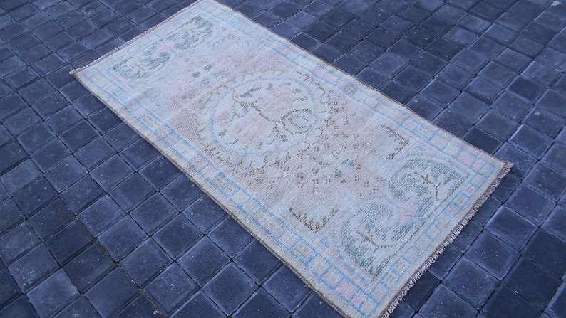 Antique Decor Romantic Shabby Chic Rug,Oushak Rug,Muted Faded Colors Distressed Low Pile Wool Rug,Turkish Rug,Vintage Office Rug,2'2''x4'3