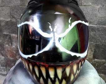 Repainted Venom Motorcycle Helmet, DOT Approved